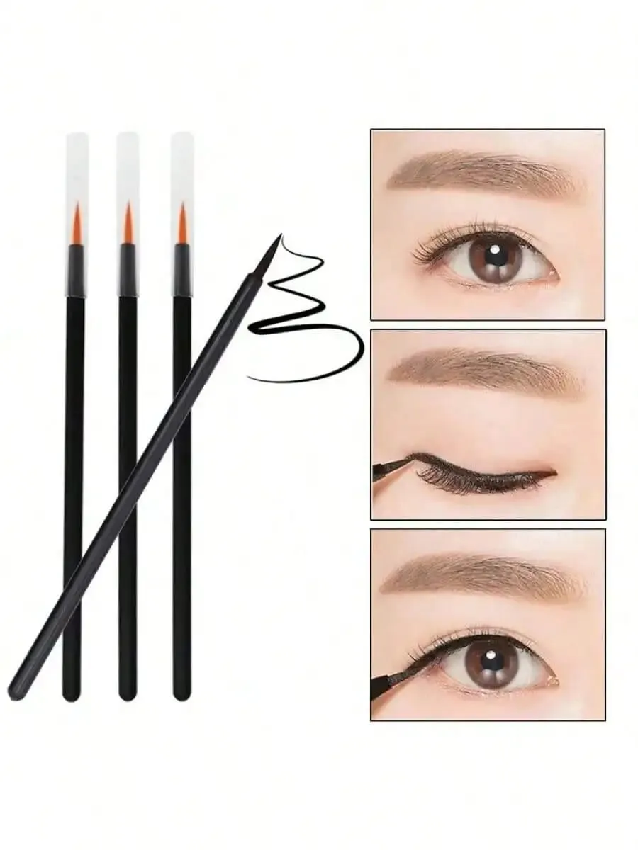 10Pcs/Set Disposable Eyeliner Brushes With Cap Fine Fiber Nail Art Pen Applicators Wand Professional Cosmetic Mini Makeup Tools