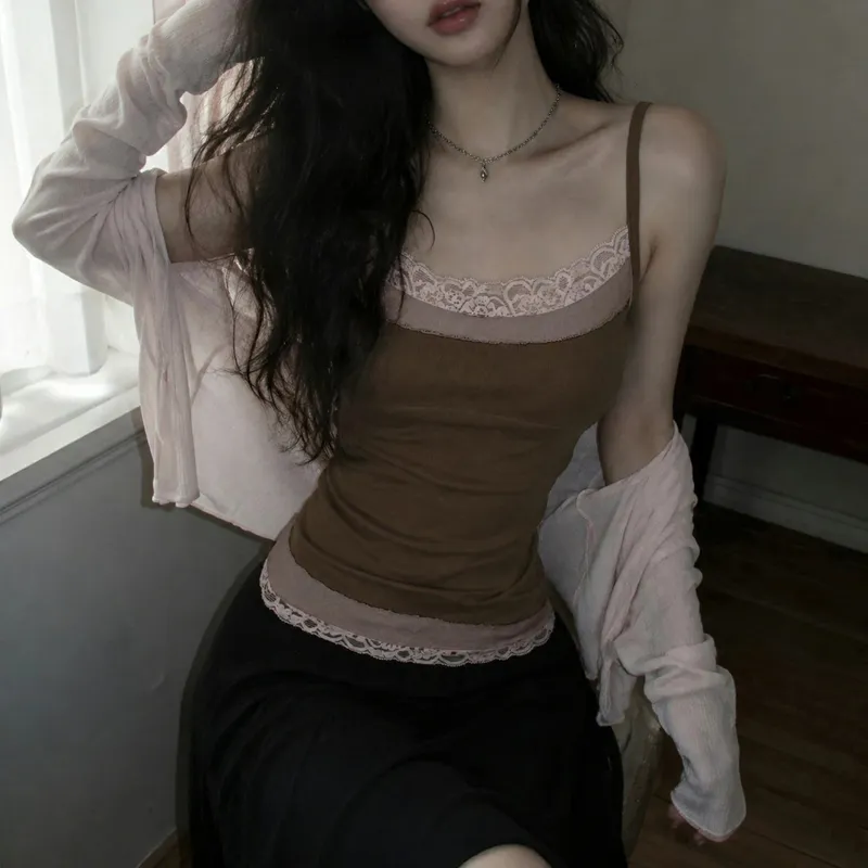 Sexy Lace Trim Patchwork Camisole For Women Y2K Summer Sleeveless Cami Tops Vacation Casual Clothes Coquette Tank 2026