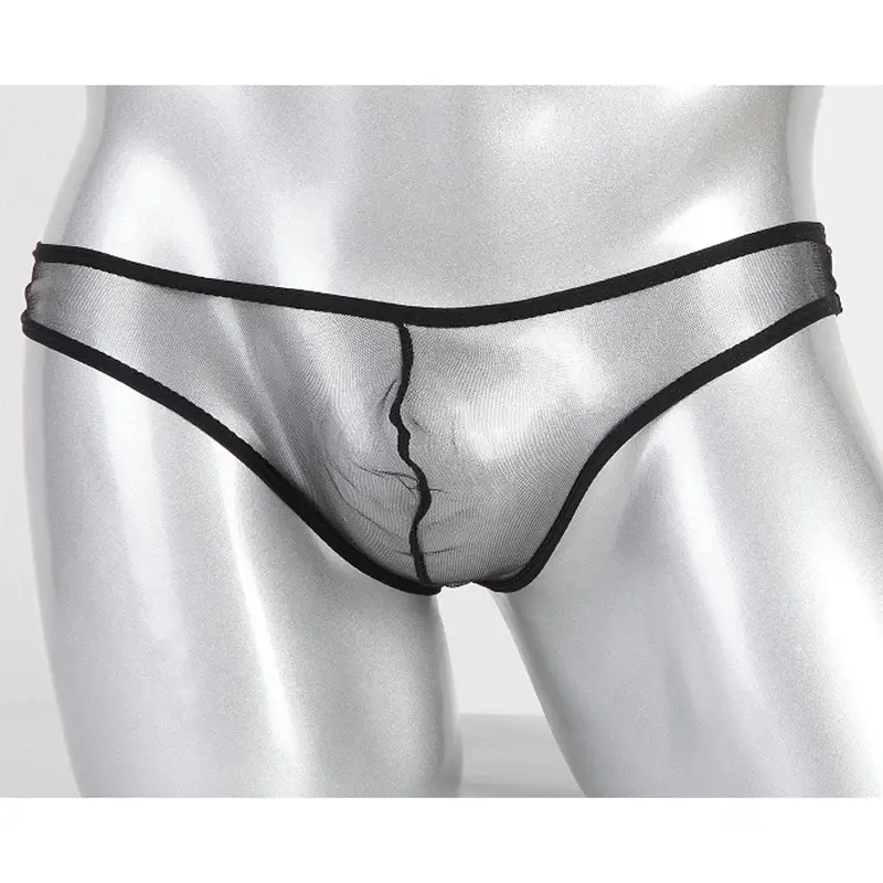 Slip da uomo in rete a vita bassa di grandi dimensioni, biancheria intima trasparente ultrasottile, con borsa convessa a U, vari colori disponibili — image 9