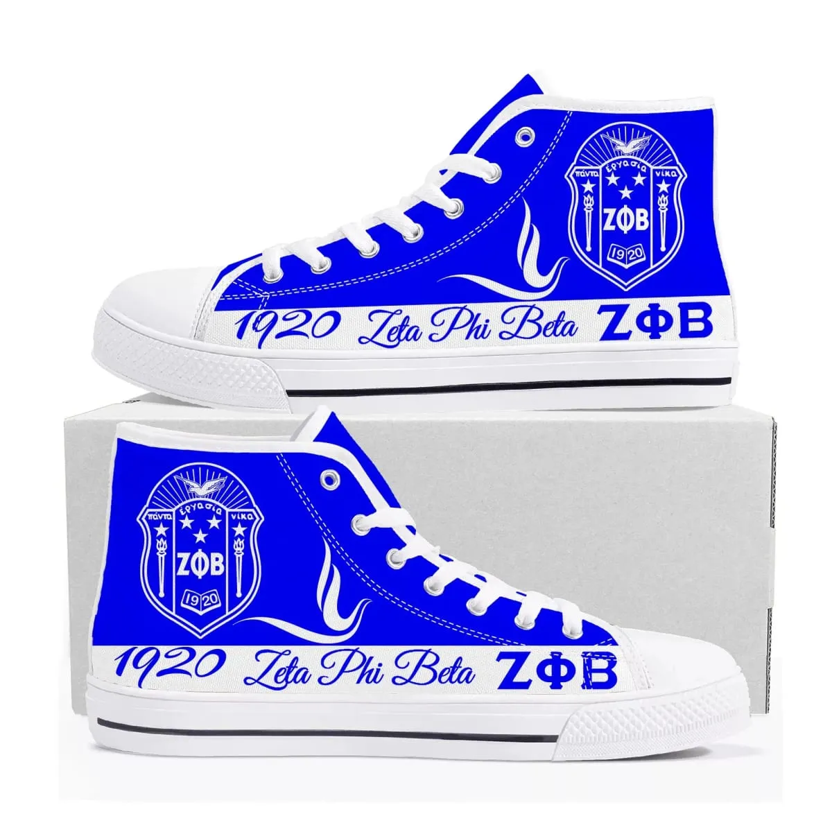 zeta Sorority ZPB 1920 High Top Sneakers phi beta Mens Womens Teenager Canvas Sneaker Casual Custom Made Shoes Customize Shoe