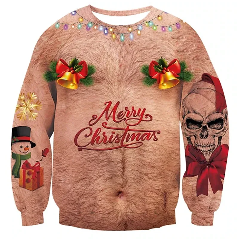 Suéter feo de Navidad, sudaderas divertidas con estampado 3D de patrón muscular para hombres, nueva moda, jersey, disfraz de fiesta, regalo de Navidad — image 9