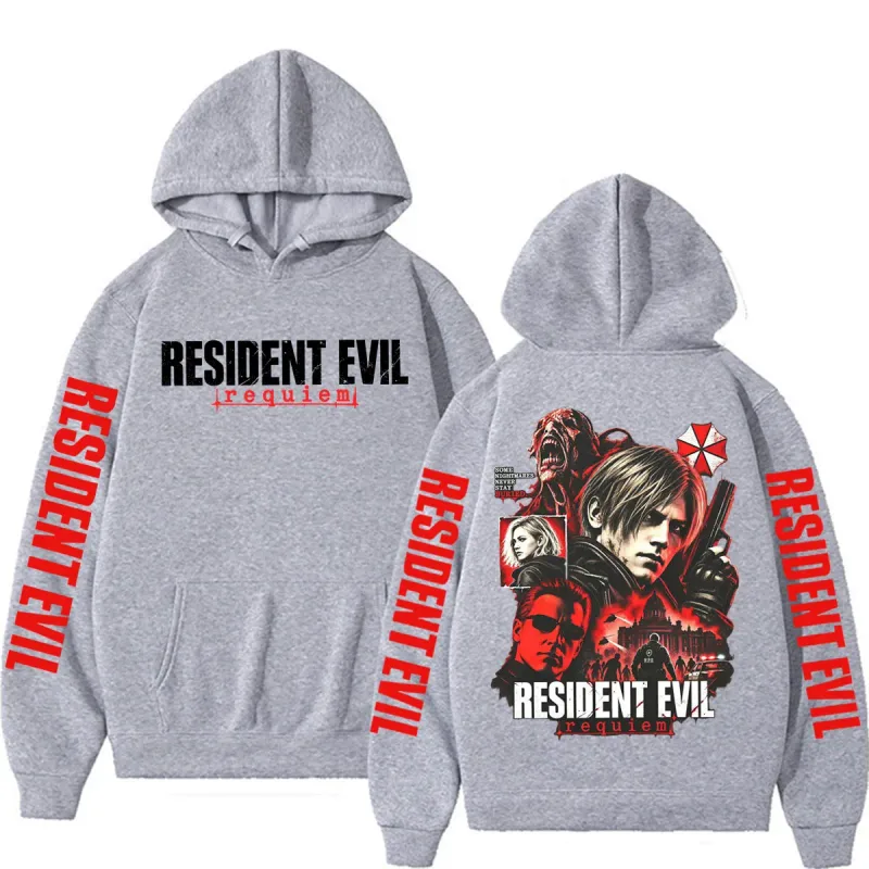 Leon Kennedy Resident Evil Requiem Merch sudaderas hombres mujeres Casual alta calidad polar Sudadera con capucha Harajuku clásico gótico sudaderas