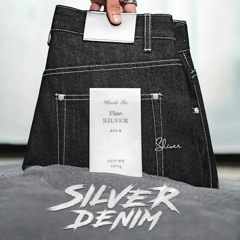 Maden Vintage 13OZ Sliver Denim Jeans para sa Mga Lalaki Selvedge Raw Denim Autumn Mid-waisted Straight Pants Panlalaking Seryoso na Pantalon