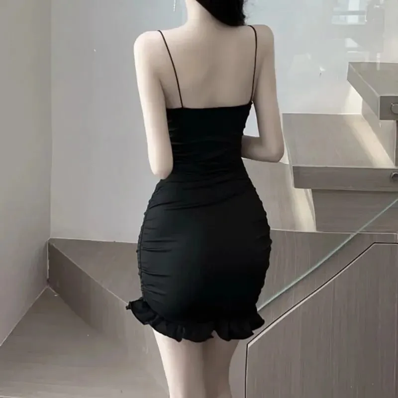 Uregelmæssige flæsestropper Minikjole Elegant modetøj Natklubfest Sommer Bodyconkjoler Vestidos