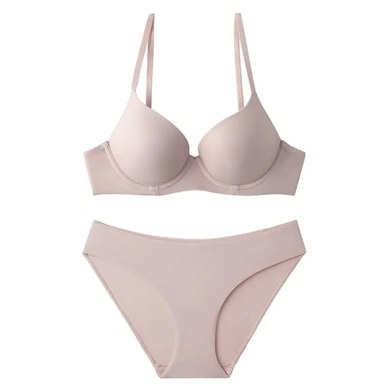 Women Padded Push Up Bra Set Elegant Daily Casual Bra and Panty Set Ladies Lingerie Brief Set Underwear