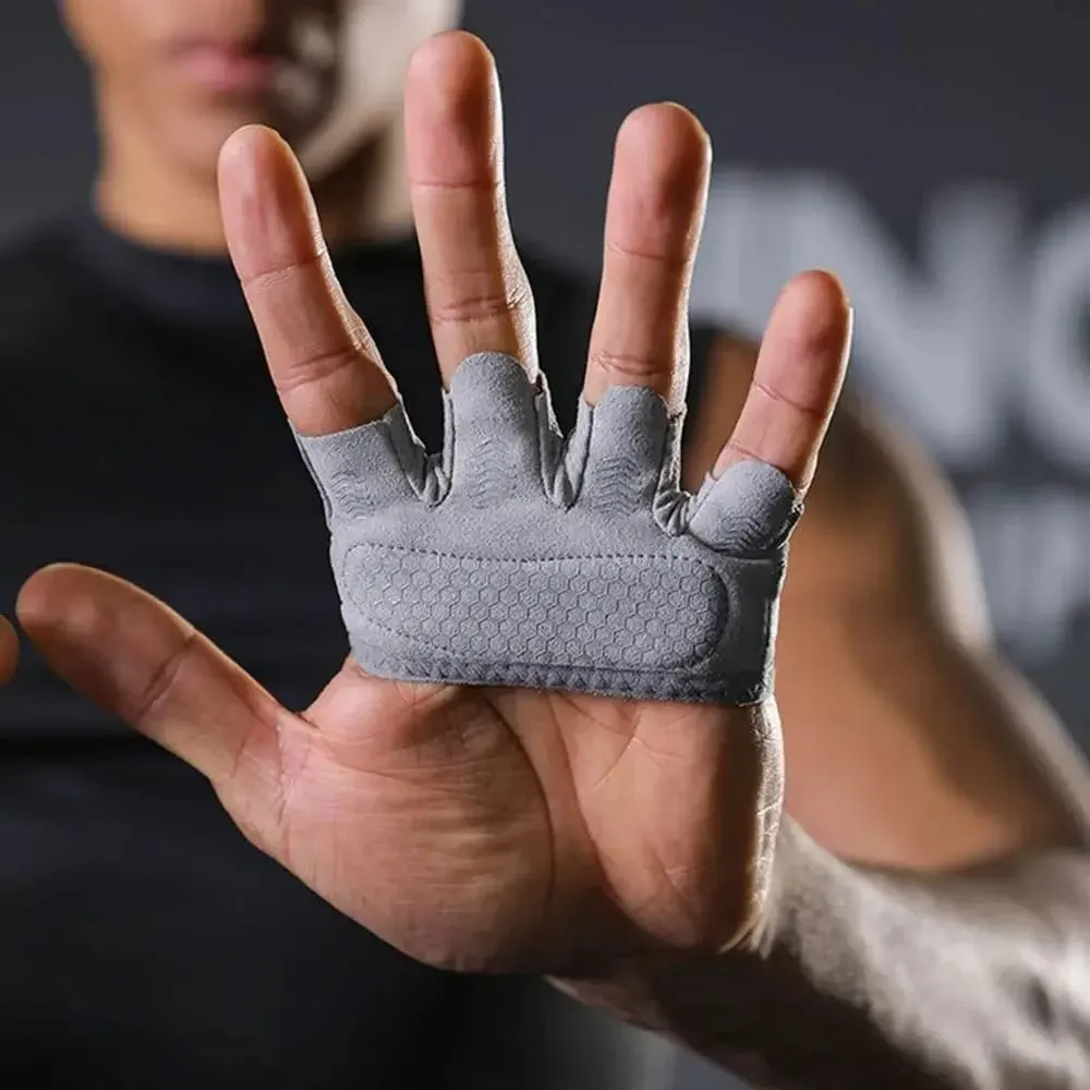 1Pair Anti-Slip Gym Half Finger Gloves Breathable Four Finger Weight Lifting Grips Anti-callus Gymnastics Grips Pull Ups Workout
