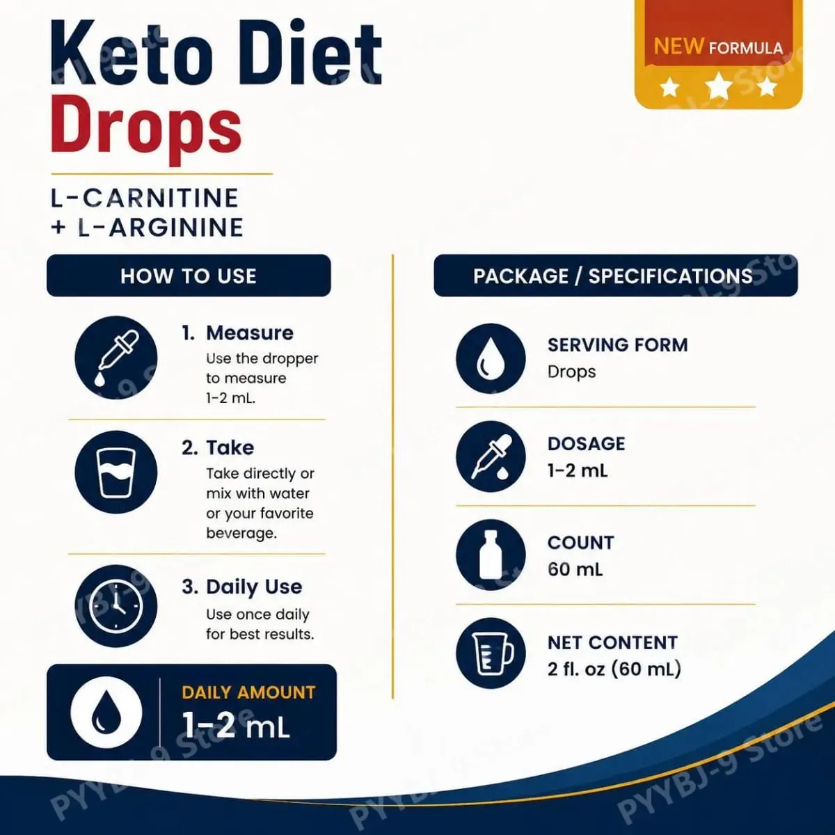Googeer Keto Diet Drops New Formula with L-Carnitine Tartrate and L-Arginine HCl Plus Green Tea Leaf Extract 2 Fl Oz (60 ML)