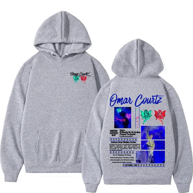 Omar Courtz Por Si Manana No Estoy Tour Merch Hoodies Men Women Fashion Aesthetics Hip Hop Sweatshirts Casual Cozy Fleece Hoodie