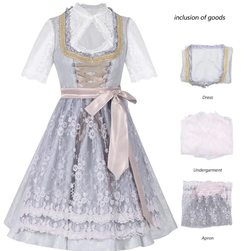 2026 German Oktoberfest Dress for Women (Includes Lingerie and Apron) Halloween and Carnival Costume Bavarian-Style Maid Outfit