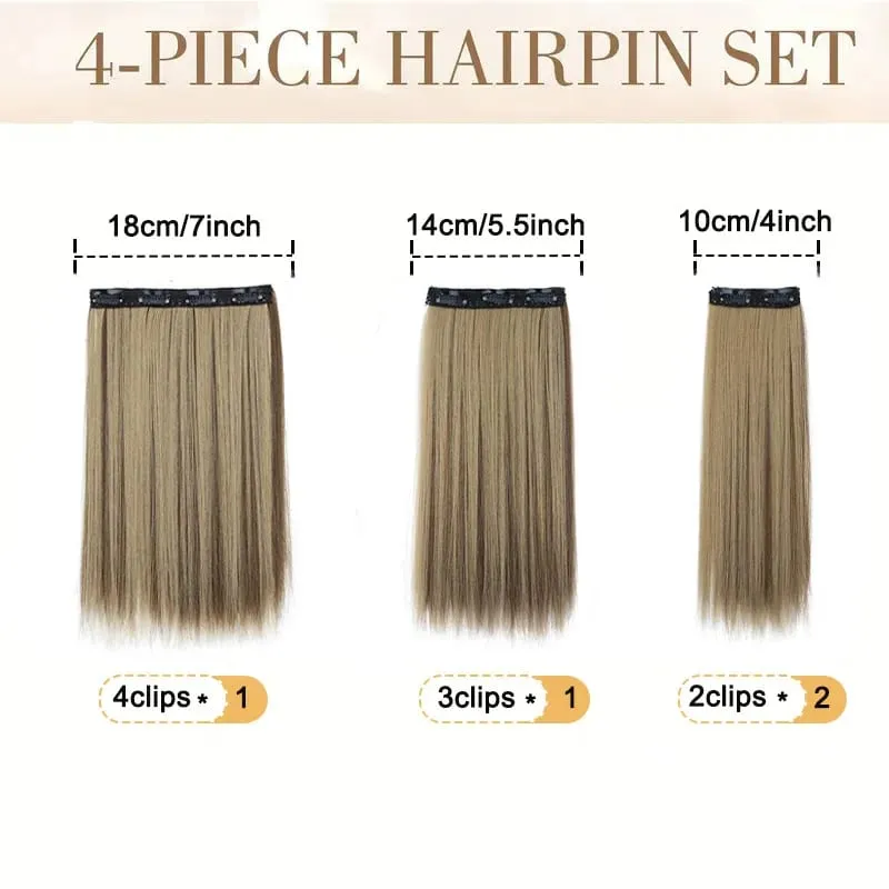 4pcs/Set Synthetic 14inch 11 Clips in Hair Extensions Straight Hairstyle Hairpieces Women Natural False Hair Extension Daily Use