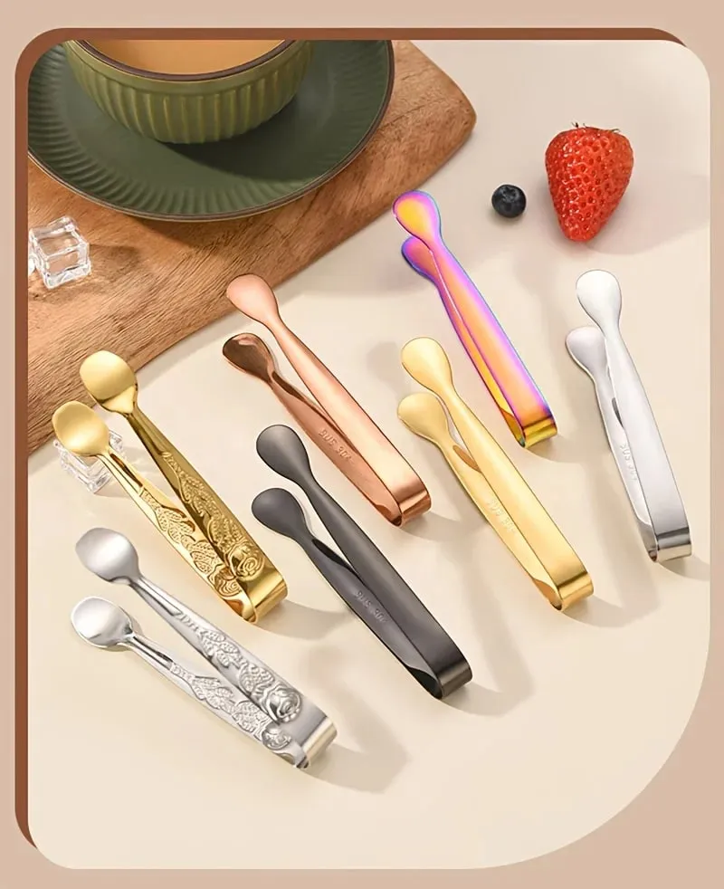 304 Stainless Steel Ice Tongs Sugar Cube Tongs Thickened 11cm Burr-free Food Tongs Towel Tongs Ice Tongs Ice Bucket Tongs