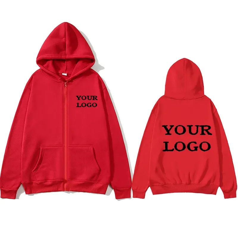 Custom Printed Hoodies Men and Women Zipper Hooded Sweatshirts Loose Casual Clothing Hooded Cardigans Men's Street Hoodies