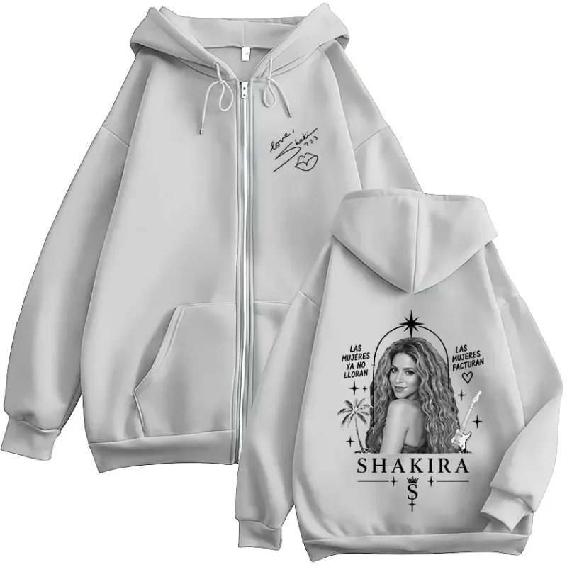 Shakira LMYNL Las Mujeres Ya No Lloran Tour Zipper Hoodies Men Women Clothing Casual Long Sleeve Zip Up Sweatshirts Jackets Coat