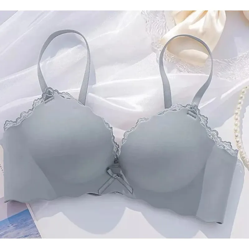 Women Lingerie Bra Panty Set AA Cup Wireless Seamless Push‑up Padded One‑piece For Small Flat Chest Soft Comfort Daily Underwear
