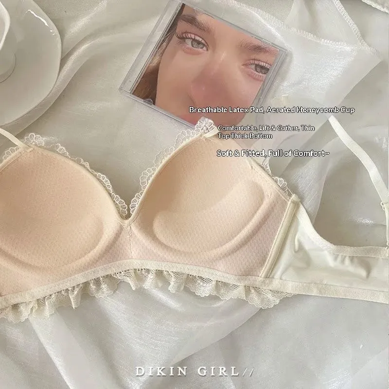 Sexy Lace Embroidered Bra Set with Small Chest Gathered for Collection Accessory Breasts Without Steel Rims Underwear Set