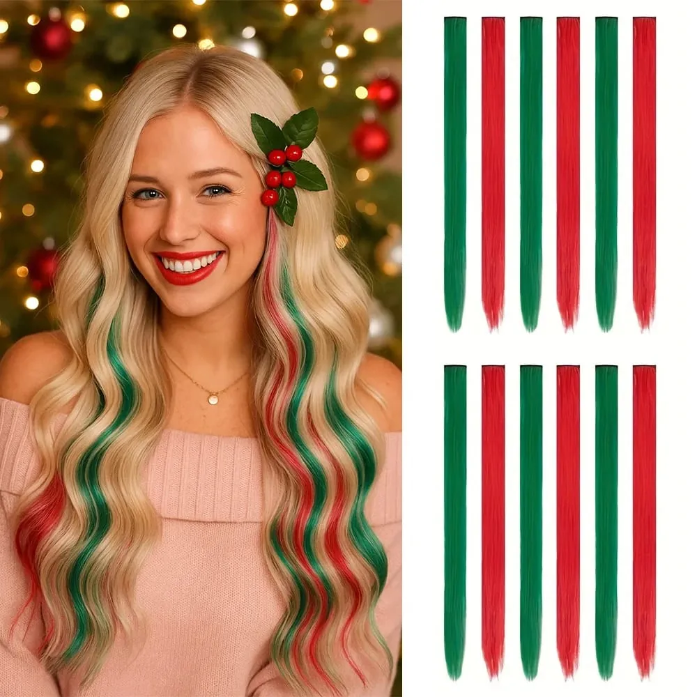 12Pcs 22 Inch Party Highlights Clip In Hair Extensions Straight for Women Multiple Colors Available Suitable for All Occasions