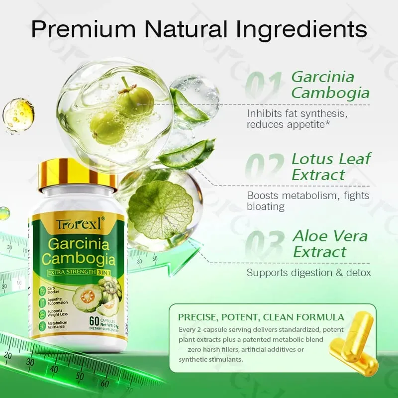 Garcinia Cambogia Supplements | Powerful Formula Flat Tummy | Pills to Lower Belly | Fight Weight Capsules for the Body
