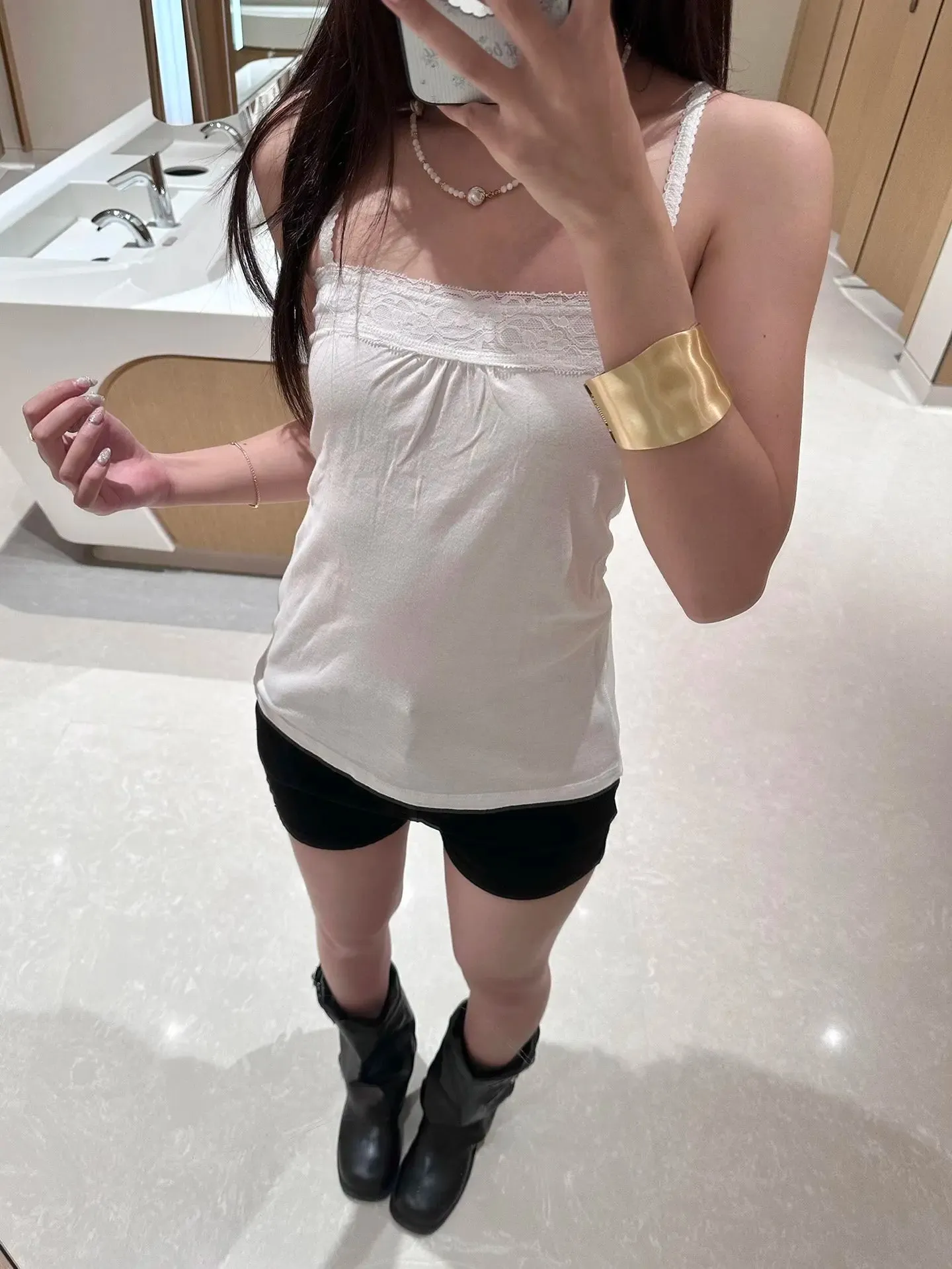 Lace Trim Strapless Tops Women Cotton Soft Slim White Sexy Sleeveless Camisole Sweet Cute Chic Tank Tops Y2K — image 7