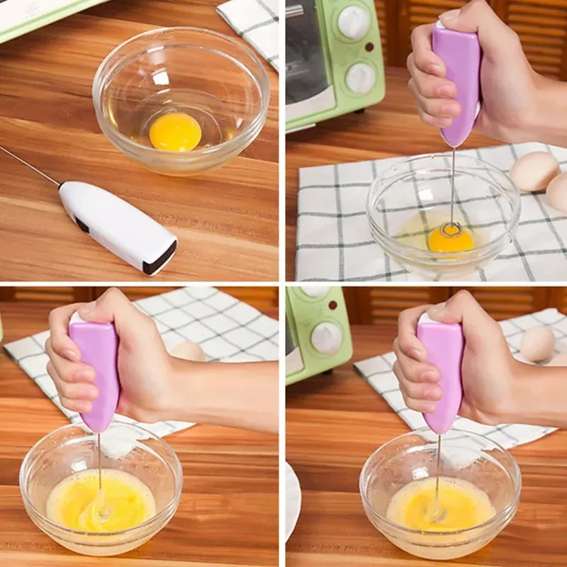 Egg Beater Electric Milk Frother Household Small Mixer Manual for Coffee Cappuccino Cream Frothy Blend Eggs Beater Kitchen Whisk