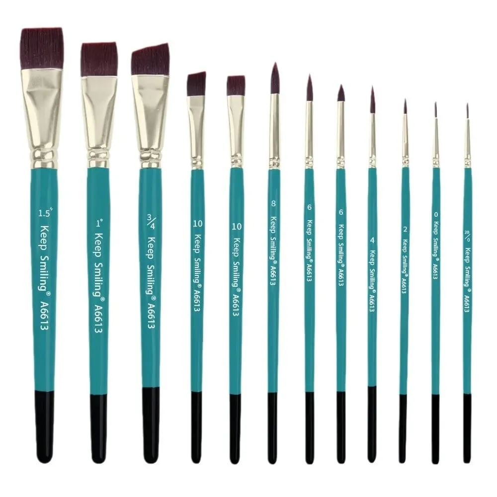 12pcs Face Paint Brushes Artist Acrylic Paint Brush Set for Face Body Shoe Painting Ideal for Chrismas Halloween Cosplay Party
