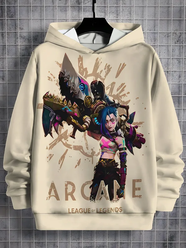 2026 Arcane Jinx Anime 3D Print All Seasons Children Casual Sweatshirt Cool Pullover Tops Unisex Clothes Boy Hoodies Clothes