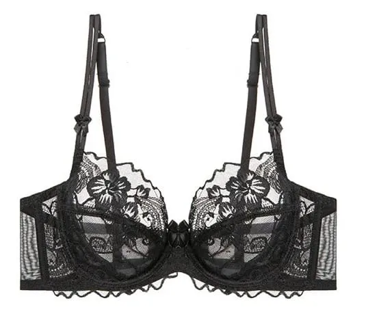 Everyday Lace Lingerie Ultra-thin Breathable Upper Support Anti-sag No Sponge Transparent Bra Set ladies Basic Underwear S-XL