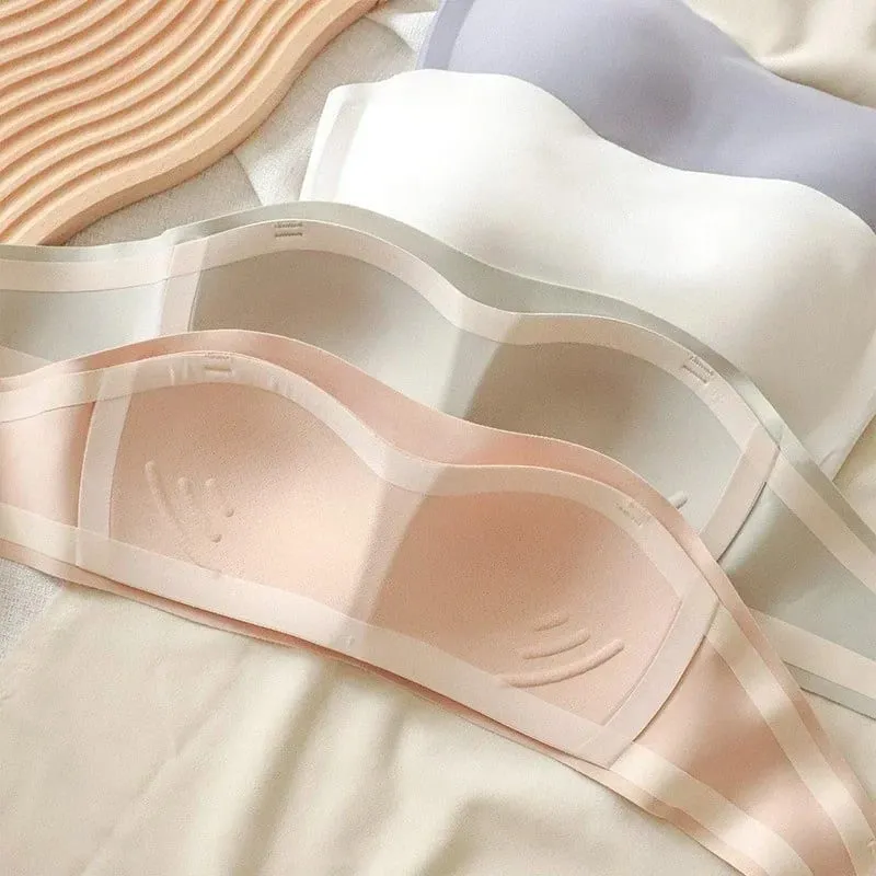Baju Atasan Tiub Sekeping Lancar Wanita Pad Boleh Tanggal Intimate Asas Hitam/Putih/Kulit Wanita Bra Tanpa Tali Bandeau Pakaian Dalam Seksi