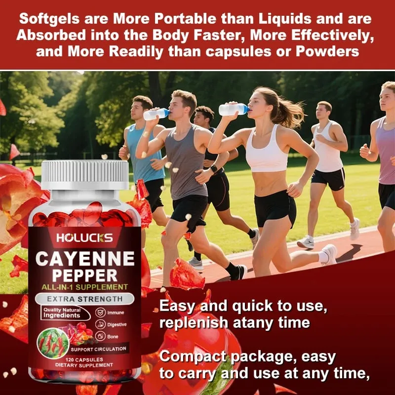 Cayenne Pepper Capsules Supports Metabolism & Digestion Dietary Supplement Vegan Non-GMO