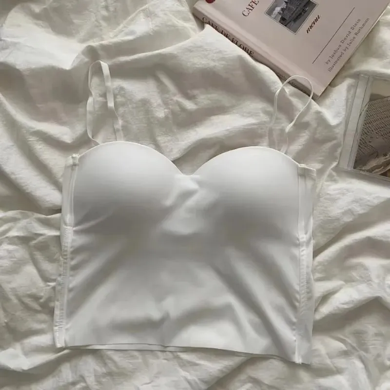 Seamless Camisole for Women Fitness Crop Tops Summer Thin Elegant Sexy All-match Casual One-piece Ice Silk Underwear Tanks Top