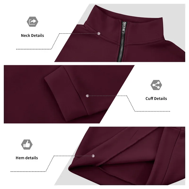 2026 New Fleece Lined Half Zip Sweatshirt for Men, Autumn Winter Solid Color Plus Size Casual Pullover Hoodie Daily Leisure Wear