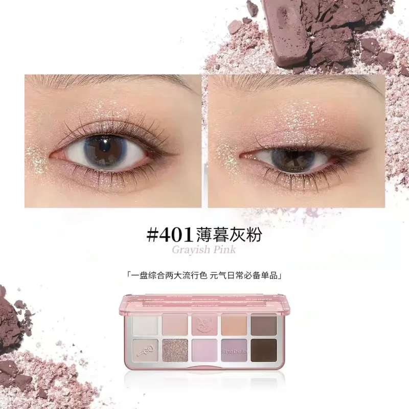 10 Color Eyeshadow Palette Portable Pink Matte Shimmer Glitter Lasting Pearl Shine Eye Shadow Makeup