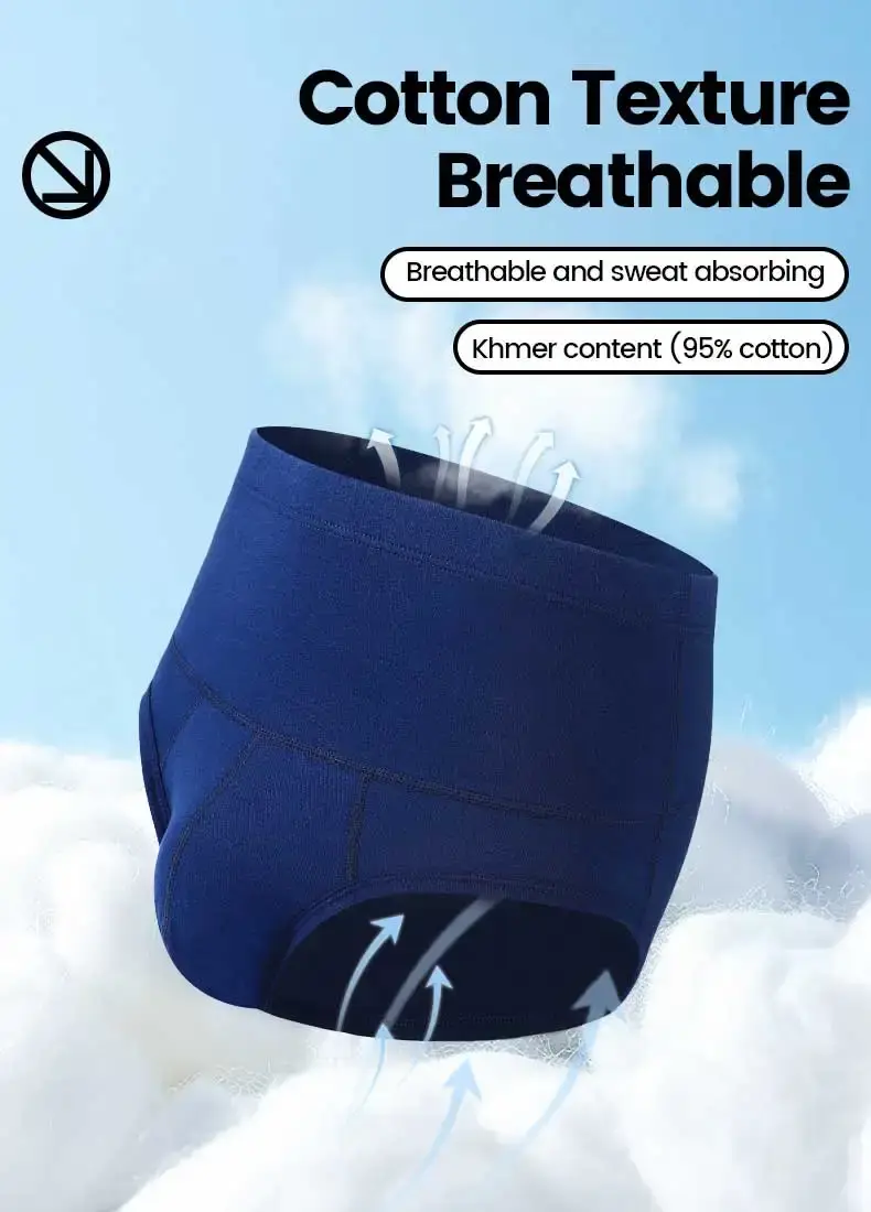 Men's cotton underpants, high-waisted, slimming, waist-protecting, enhanced warmth, short underpants for overweight sportswear