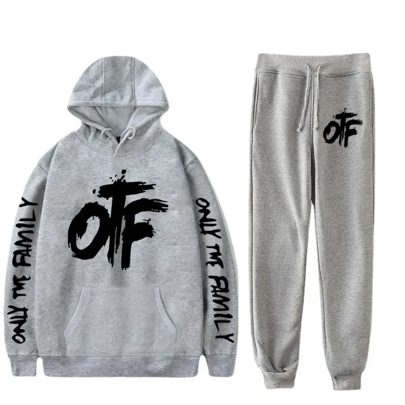 Harajuku Comfortable Funny OTF Letter Print Sweatshirt Sweatpants Suit Men/Women Hoodies+ Trousers Suit Cute 2 Piece Set Clothes