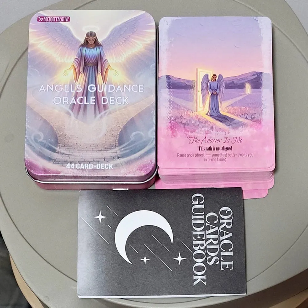 Angels Guidance Oracle Deck - 11.5*8cm 44 Cards with Guidebook Inspirational Divination Cards in Tin Box for Spiritual Growth