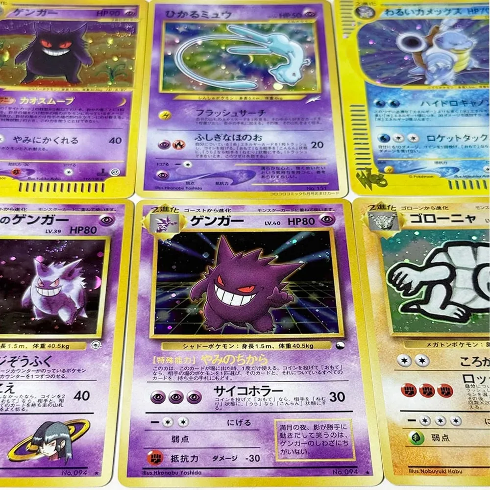 PKM Japenese Foil Old Rare Game DIY Proxy Cards PTCG Gengar#No.094 #117 Golem Masaki #076 Mew#No.151 Collectible Toy Gift Cards