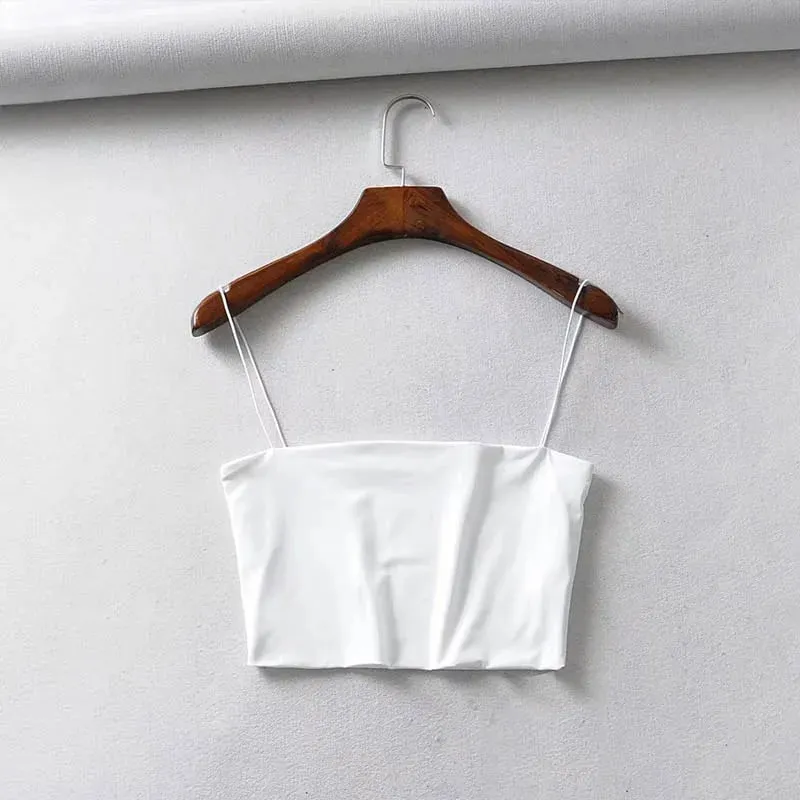 2025 Summer Women's Crop Top Sexy Elastic Cotton Camis sleeveless Short Tank Top Bar
