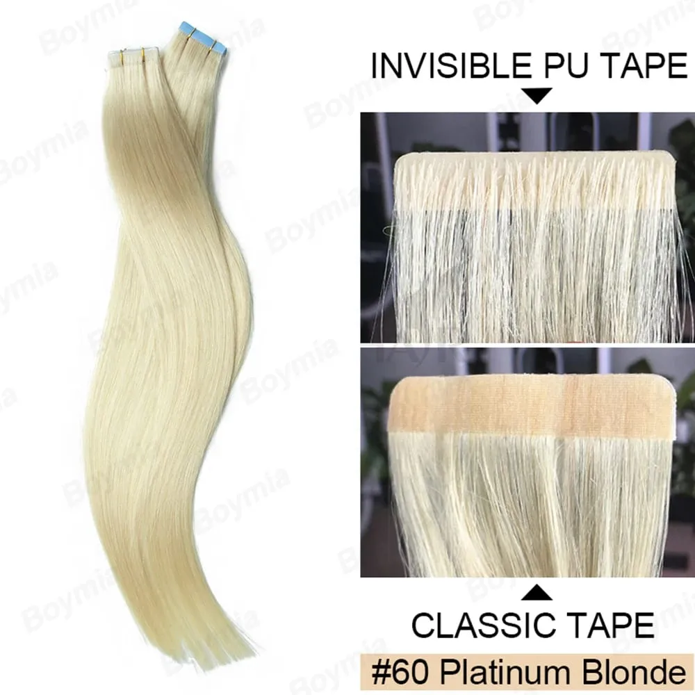 Tiêm Băng trong Phần Mở Rộng Tóc Con Người Băng Vô Hình trong Phần Mở Rộng Tóc 1B Tự Nhiên Liền Mạch PU Sợi Ngang Băng Trên Tóc 10 cái/gói