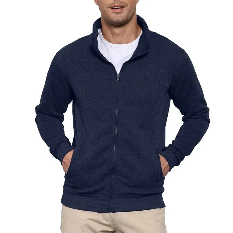 Autumn Men's Sweatshirts Jacket Man Without Hood Zip Coats Outdoor Sport Lightweight Long Sleeve Streetwear Slim Fit Cardigan