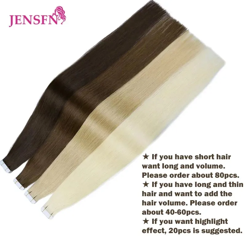 Tape In Hair Extensions 100% Really Human Hair Remy Natural 16"-24"Inch 613 Straight PU Skin Weft Tape Ins for Salon