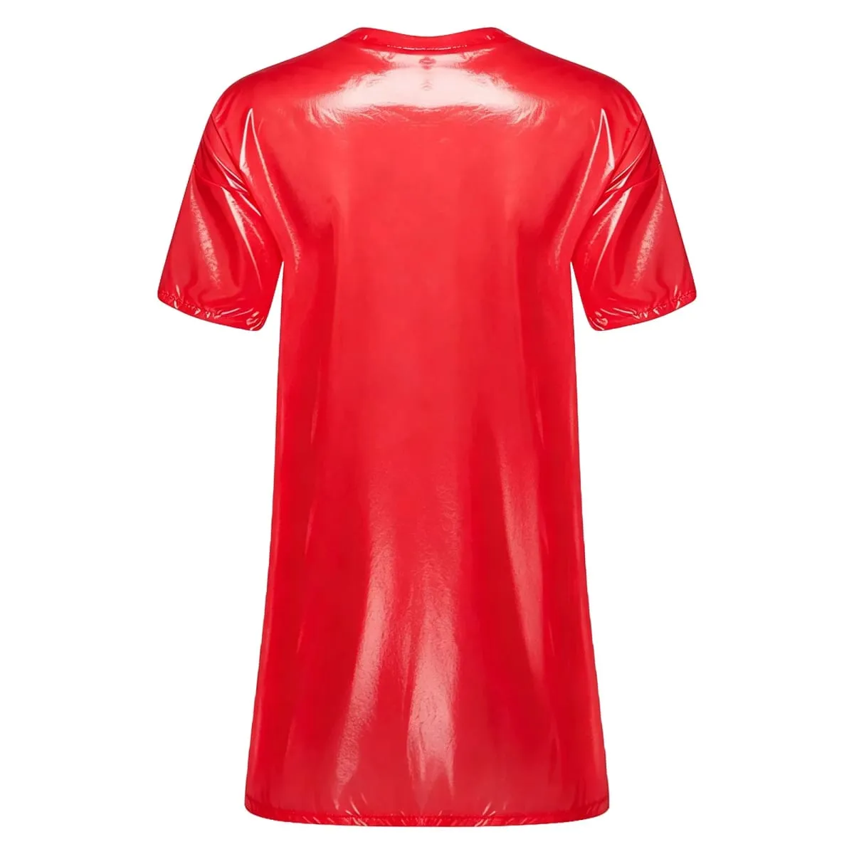 Womens Waterproof Sleep Dress V Neck Short Sleeve Side Split Loose Mini Dress Oversized T-shirt for Swimwear Water Rave Parties