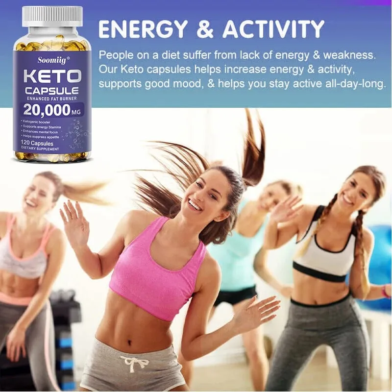 Kapsul Suplemen Keto BHB & Cuka Epal Pengurusan Berat Membersih Detoks Pembakaran Lemak Penahan Selera Makan NON-GMO