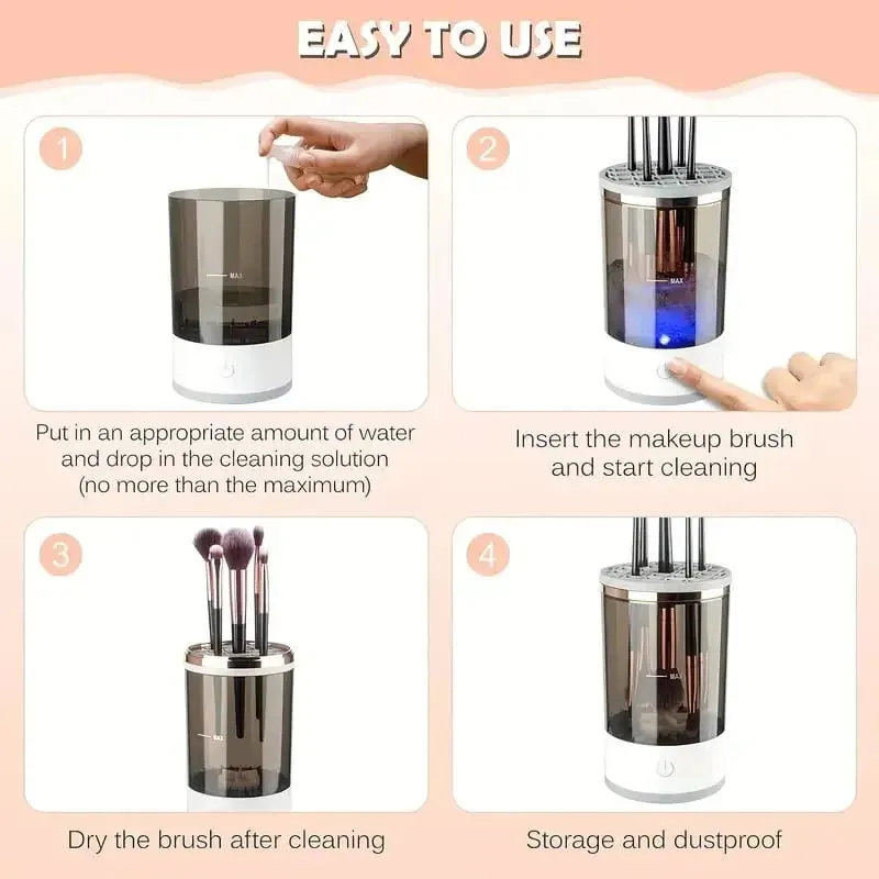 USB Plug Přenosný elektrický čistič štětců na make-up s gumovým přístrojem na líčení Elektrický USB Quick Cleaner Čisticí štětec na límec