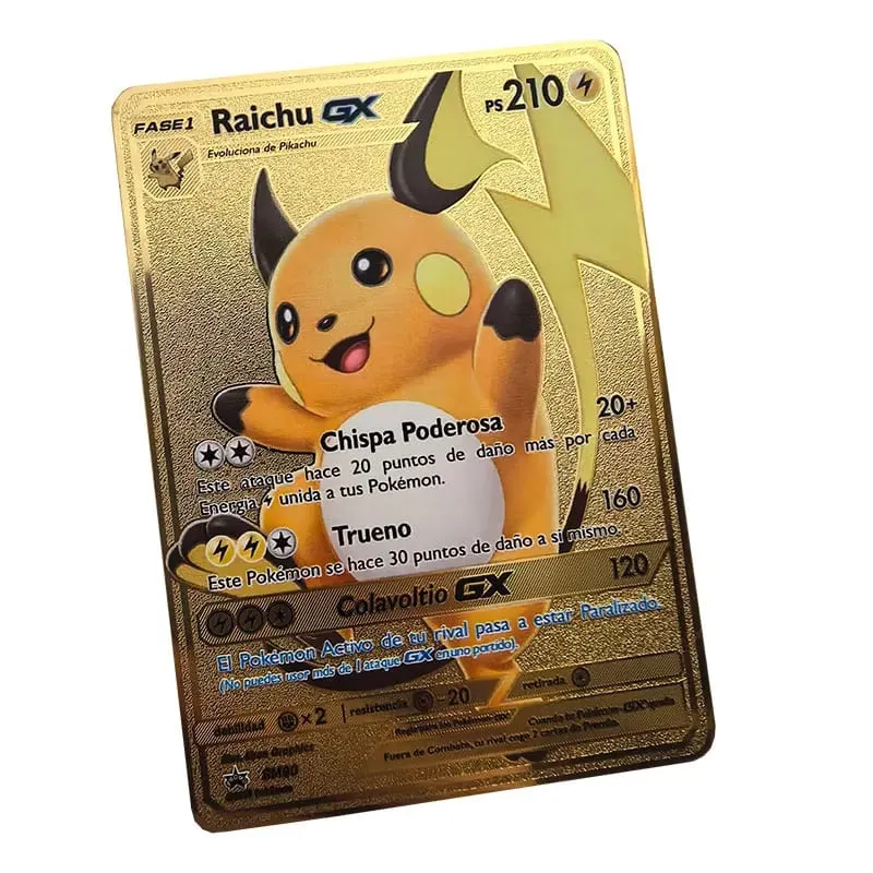 Pokemon Metal Cards in Spanish Pikachu Arceus Charizard DIY Trading Flash Card Anime Cartoon Gift