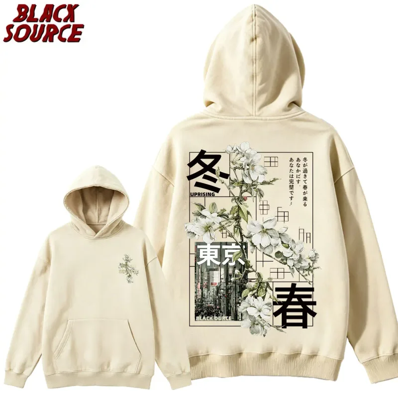 T474 Men's Japanese Style Hoodie, Versatile Casual Pullover Sweatshirt, Comfortable All-Season Top for Daily Wear