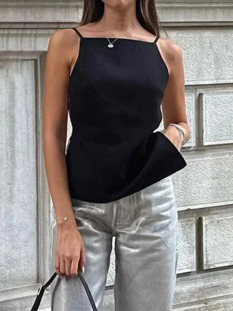 Women Top 2024 Lace Up Backless Camisole Top Women Cheap clothes Sexy Fashion Tanks & Camis Crop top Women White Black top