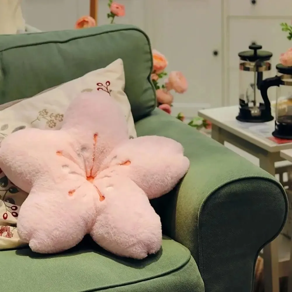 Kawaii 45cm Plush Pillow Cherry Blossom Soft Room Decor Pillow Pink Tatami Cushion Photo Decorations