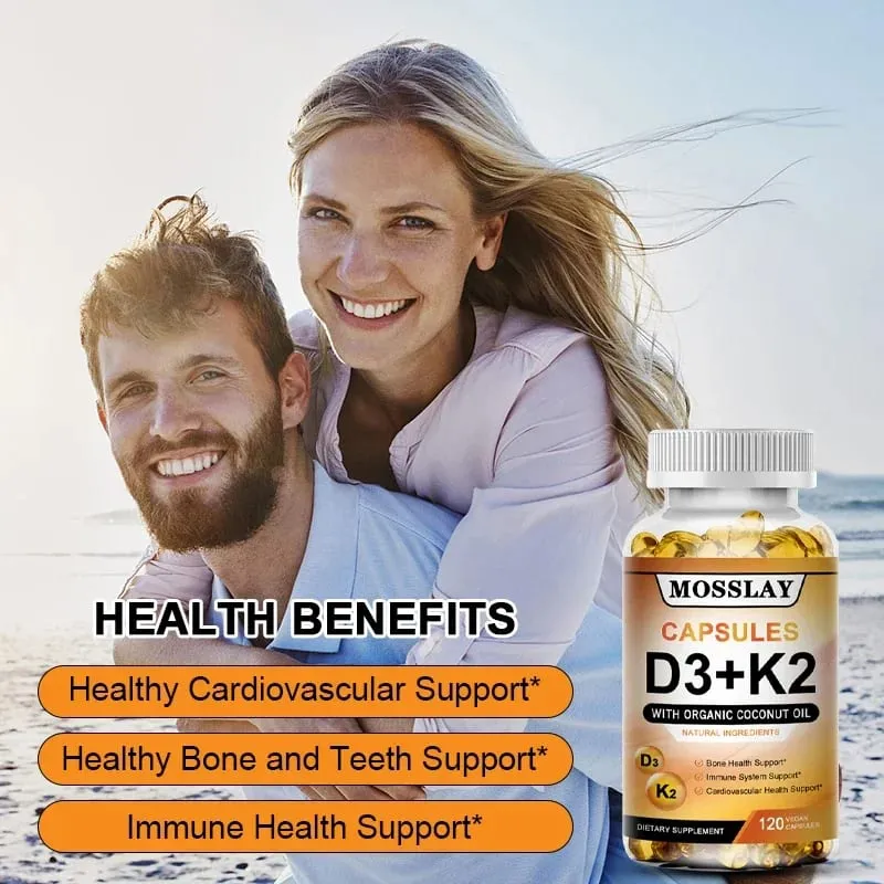 Vitamin K2 og D3 Supplement Premium Formula (30/60/120 kapsler)