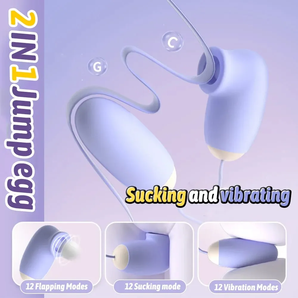 Adult Toy for Women Vibrating Egg Clitoris Sucker Vagina Massager Double Stimulation with 12 Vibration 12 Sucking Sex Toy