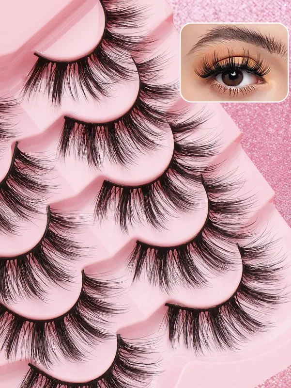 5 Ζεύγη βλεφαρίδων Cat Eye Faux Βλεφαρίδες Βιζόν Βλεφαρίδες με φτερωτό τέλος μακριές βλεφαρίδες Φυσικές μακριές βλεφαρίδες Manga Ψεύτικες βλεφαρίδες Μακιγιάζ
