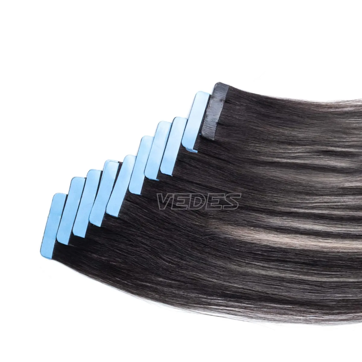 20Pcs 16" 20" Gradient Color Tape in Hair Extensions Human Hair Seamless Tape Hair Extensions 4x0.8cm Skin Weft PU Tape On Hair